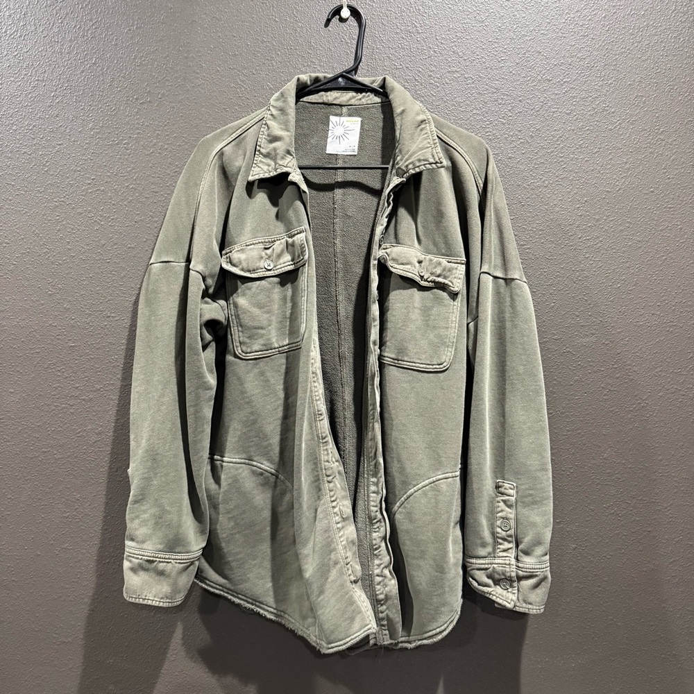 Aerie offline throw back shacket jacket festive olive green